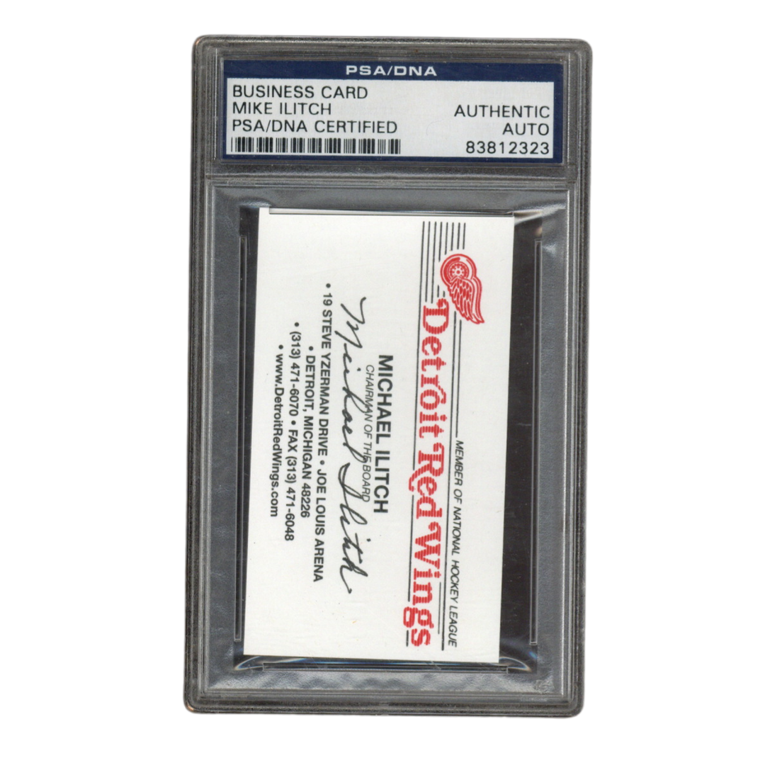 Micheal Ilitch Autographed Signed Detroit Red Wings Chairman Business Card PSA