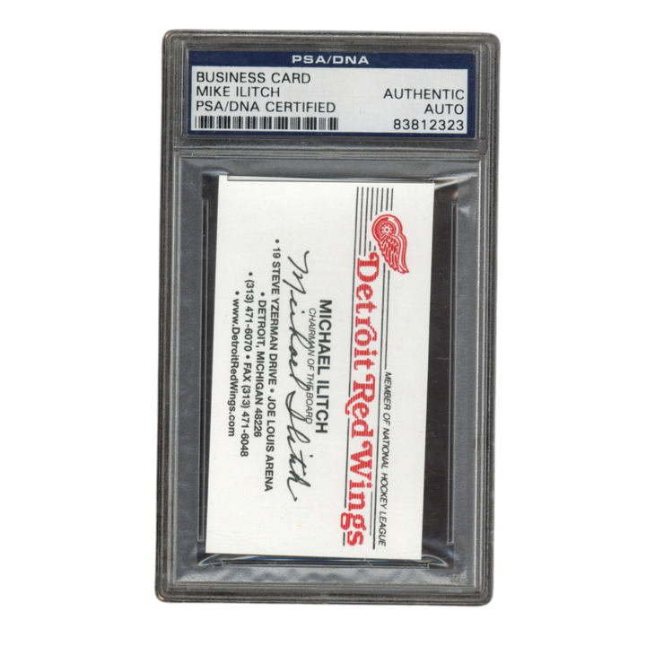Micheal Ilitch Autographed Signed Detroit Red Wings Chairman Business Card PSA