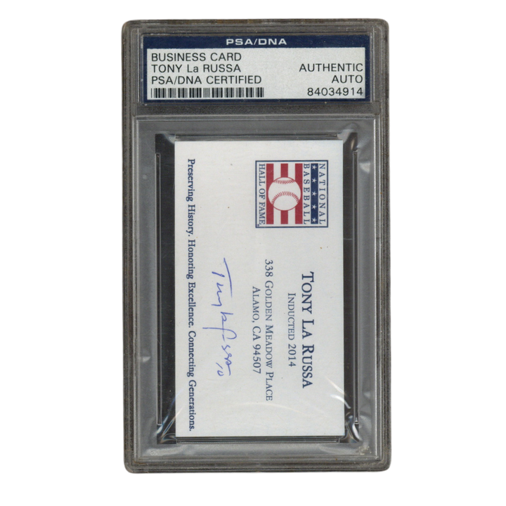 Tony La Russa Autographed Signed National Baseball HOF Business Card PSA