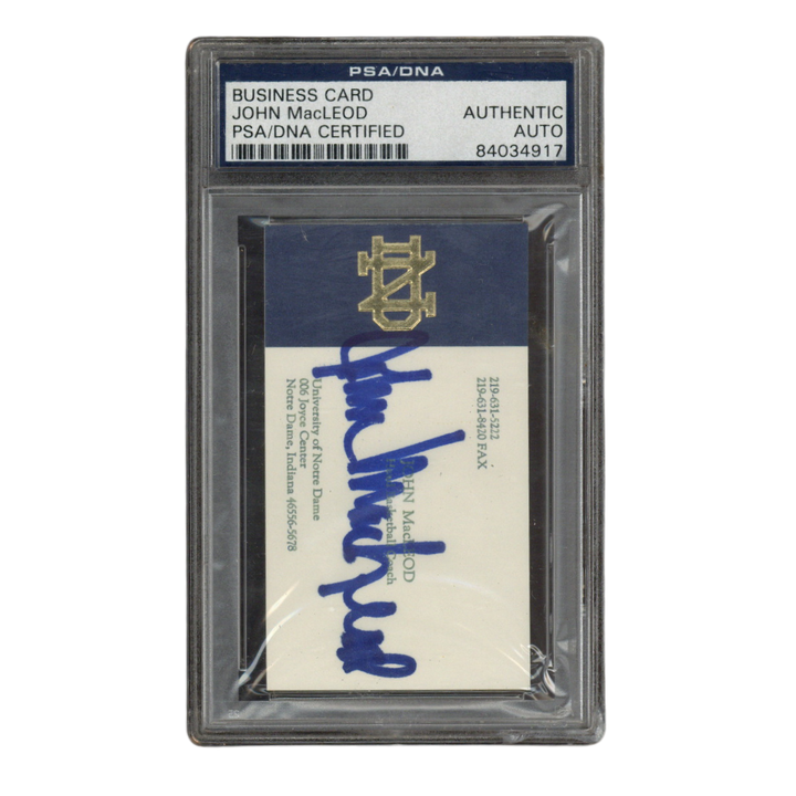 John MacNeod Autographed Signed Notre Dame Basketball Business Card PSA