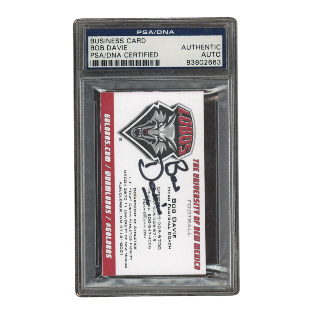 Bob Davie Autographed Signed New Mexico Head Football Coach Business Card PSA