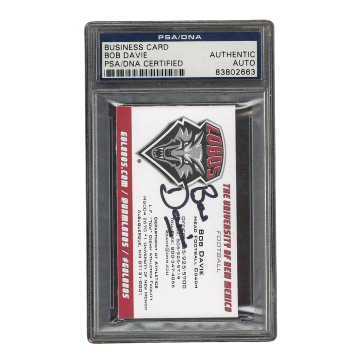 Bob Davie Autographed Signed New Mexico Head Football Coach Business Card PSA
