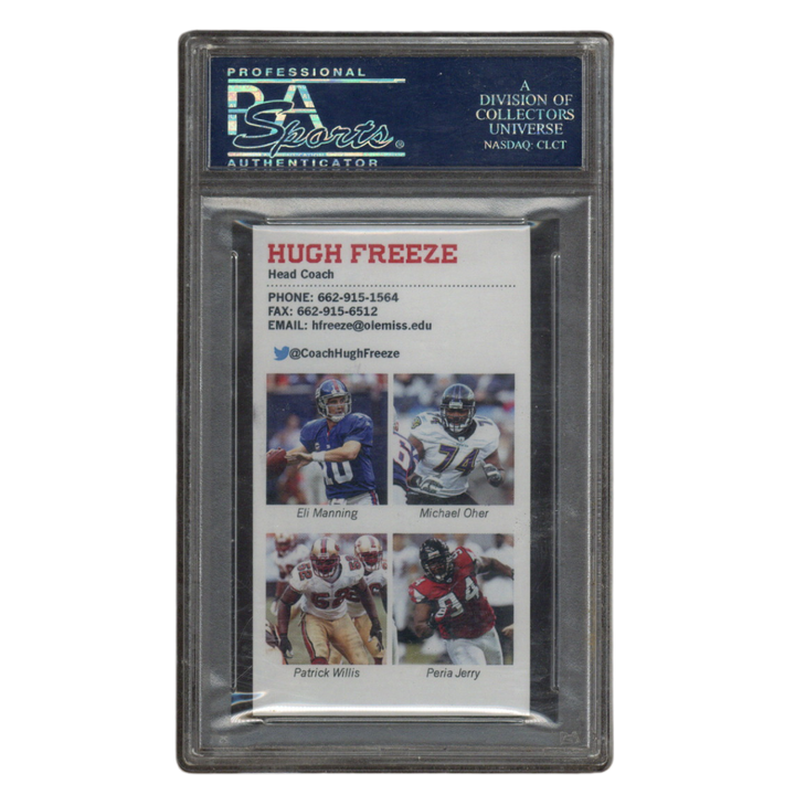 Hugh Freeze Autographed Signed Ole Miss Head Football Coach Business Card PSA
