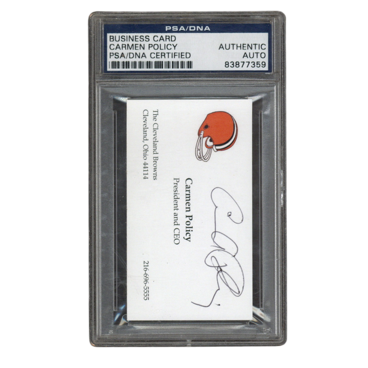 Carmen Policy Autographed Signed Cleveland Browns CEO Business Card PSA