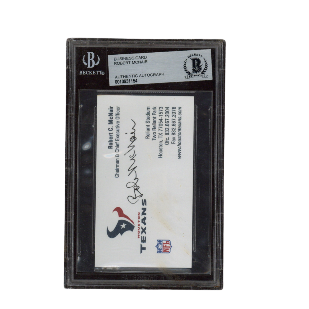 Robert C McNair Autographed Signed Houston Texans Business Card Beckett