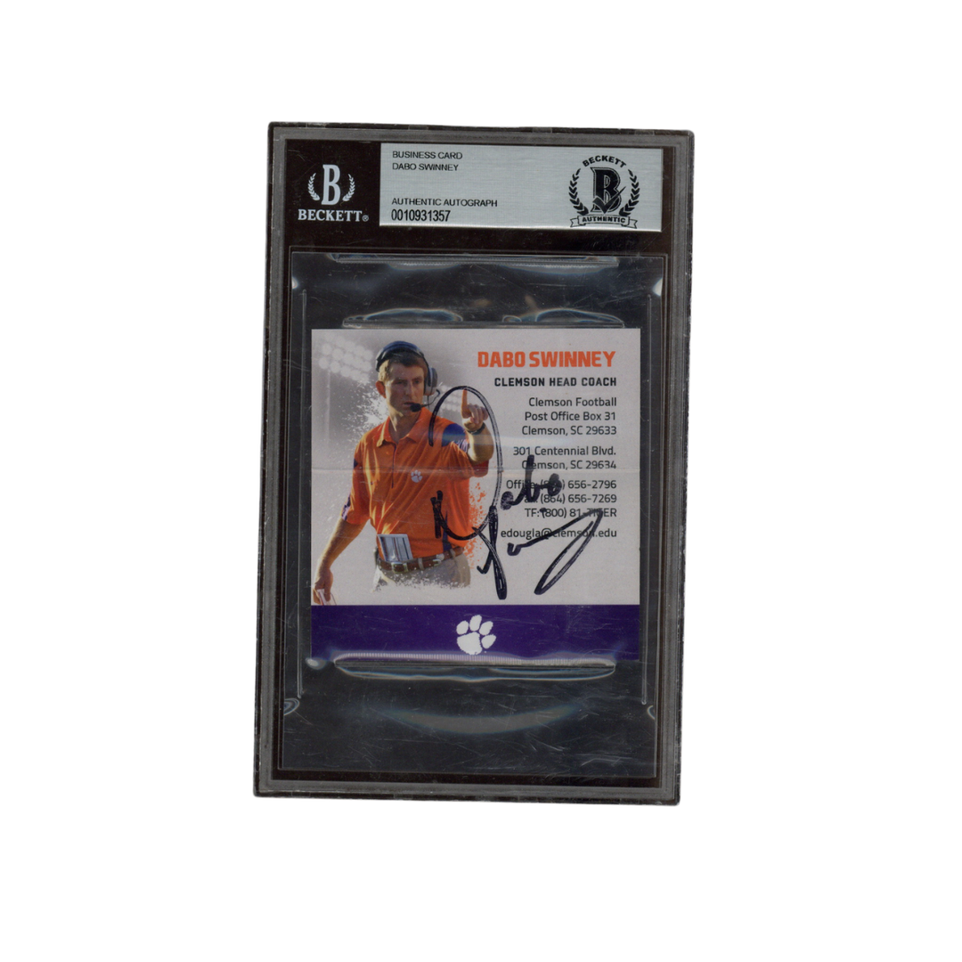 Dabo Swinney Autographed Signed Clemson Football Coach Business Card Beckett