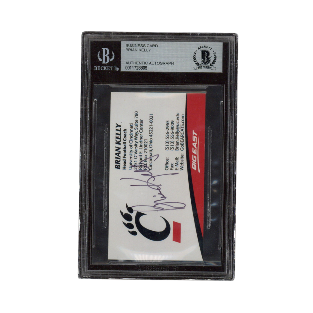 Brian Kelly Autographed Signed Cincinnati Football Business Card Beckett