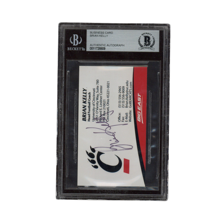 Brian Kelly Autographed Signed Cincinnati Football Business Card Beckett