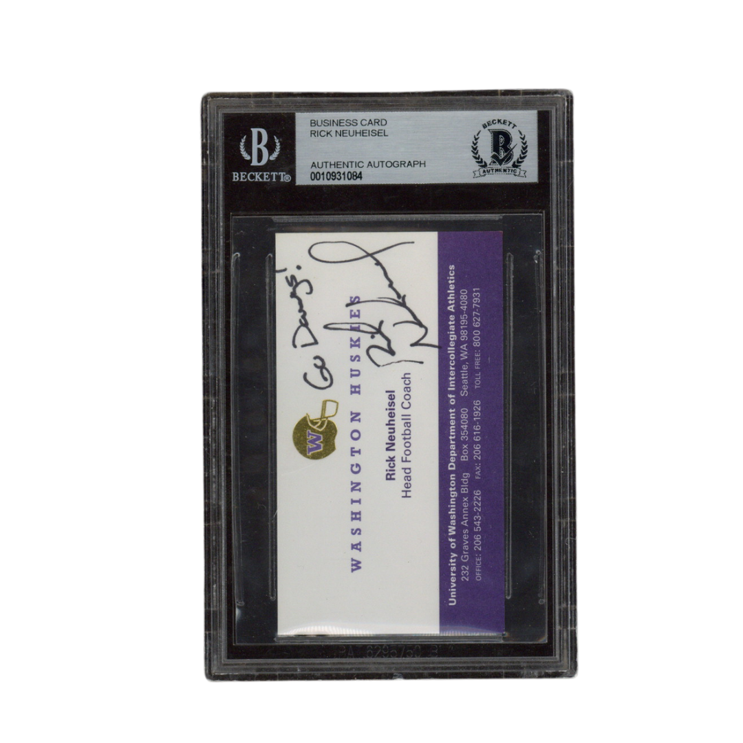 Rick Neuheisal Signed Inscribed Washington Huskies Business Card Beckett