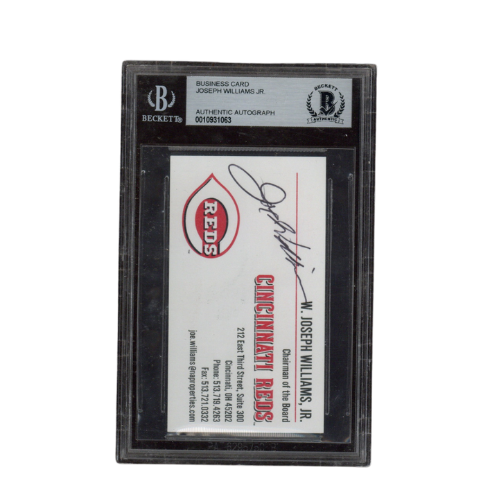 W Joseph Williams Jr Autographed Signed Reds Chairman Business Card Beckett