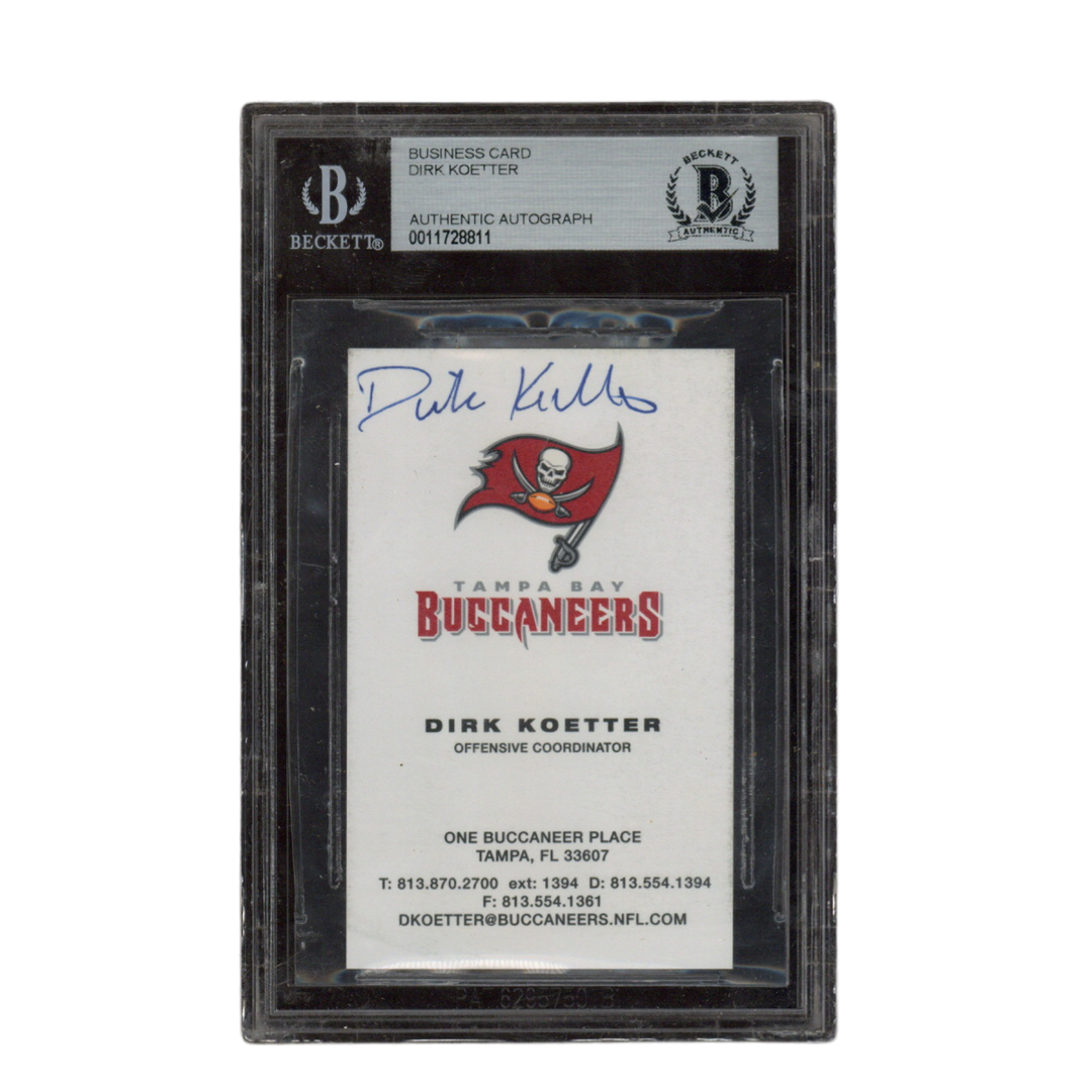 Dirk Koetter Signed Buccaneers Offensive Coordinator Business Card Beckett
