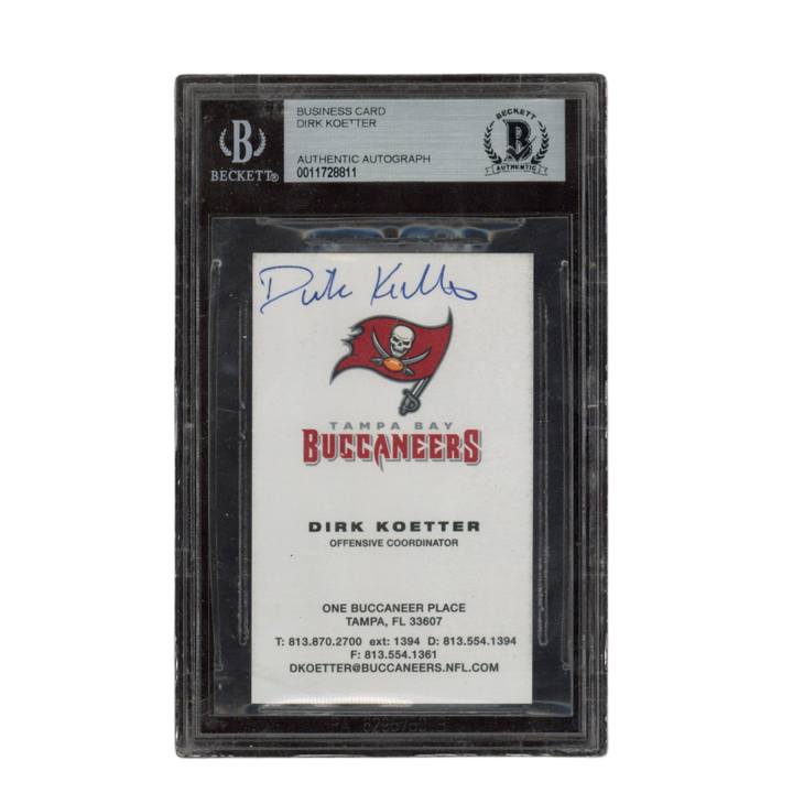 Dirk Koetter Signed Buccaneers Offensive Coordinator Business Card Beckett