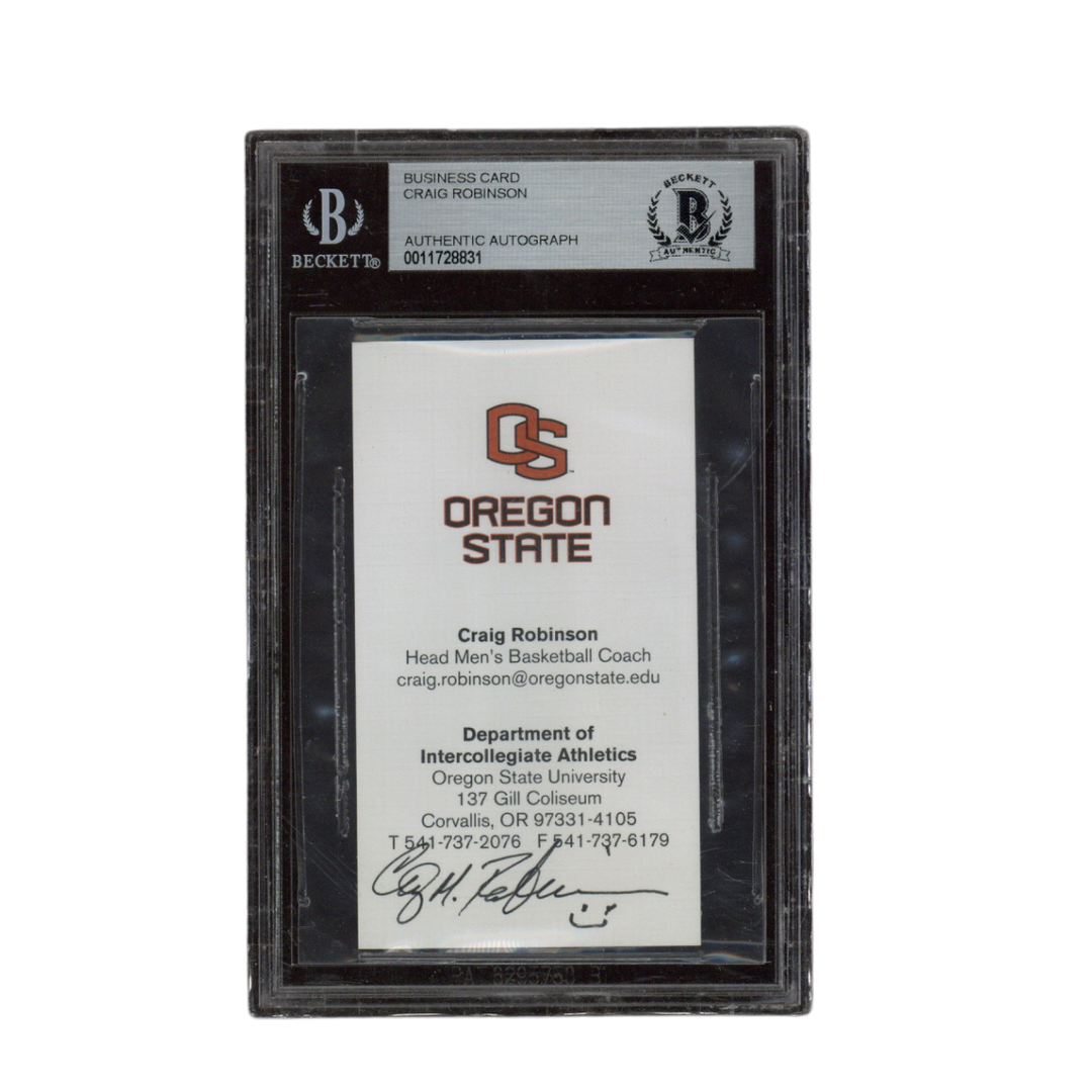 Craig Robinson Signed Inscribed Oregon State Basketball Business Card Beckett