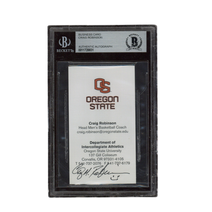 Craig Robinson Signed Inscribed Oregon State Basketball Business Card Beckett