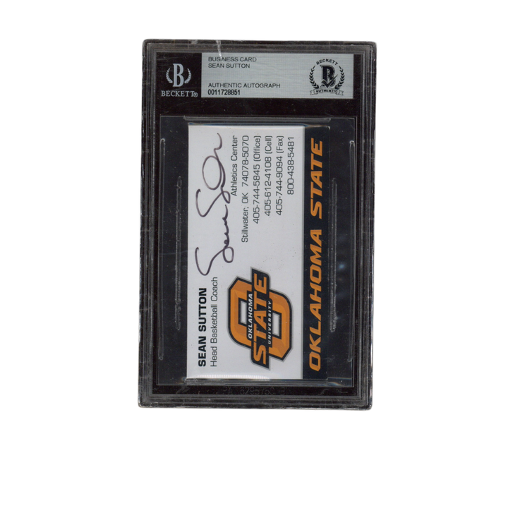Sean Sutton Autographed Oklahoma State Basketball Coach Business Card Beckett