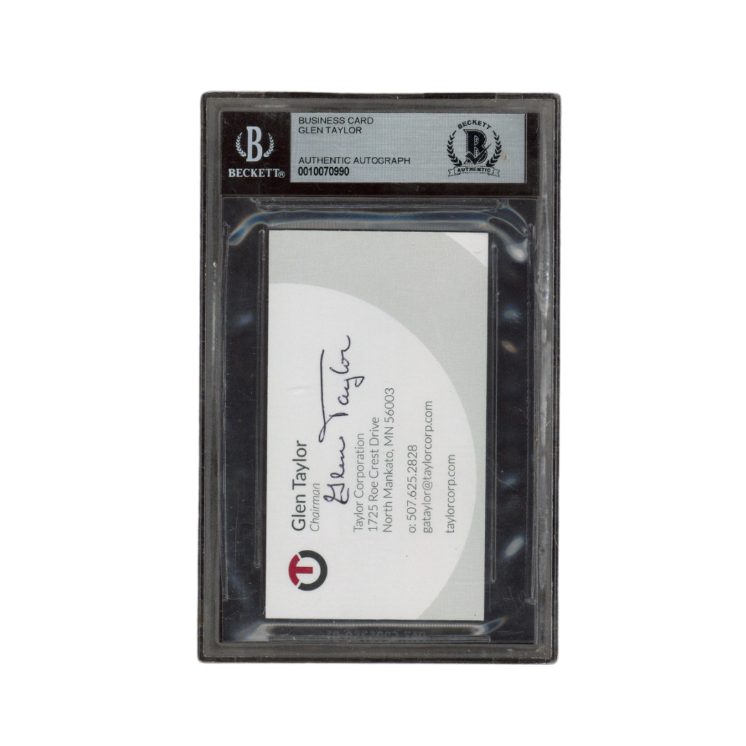 Glen Taylor Autographed Signed Taylor Corporation Business Card Beckett