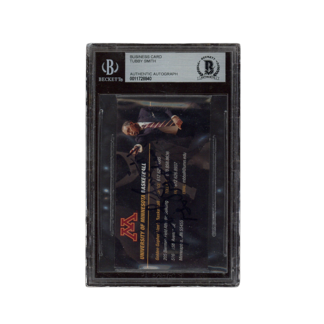 Tubby Smith Signed Inscribed Minnesota Basketball Business Card Beckett