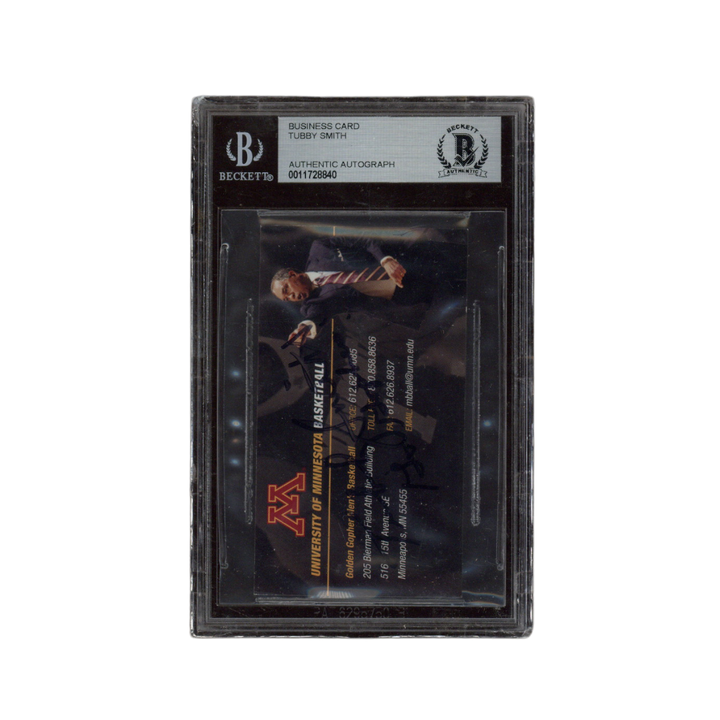 Tubby Smith Signed Inscribed Minnesota Basketball Business Card Beckett