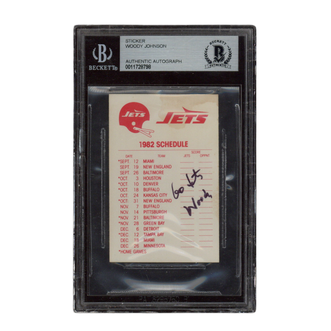 Woody Johnson Autographed Signed Inscribed New York Jets Owner Sticker Beckett
