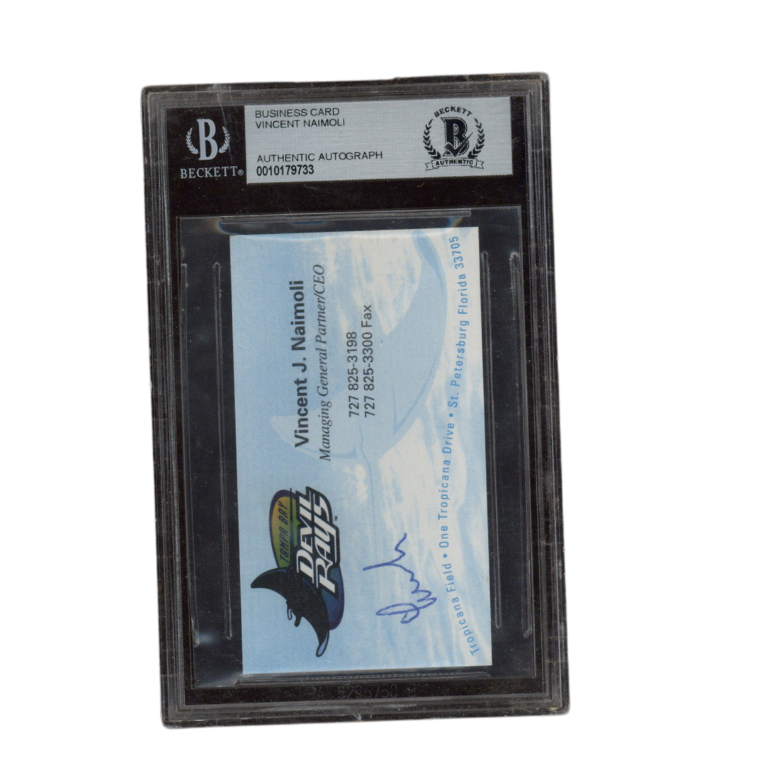 Vincent J Naimoli Autographed Signed Devil Rays CEO Business Card Beckett