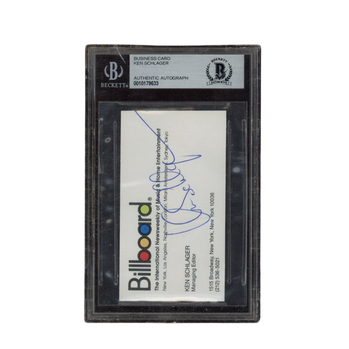 Ken Schlager Autographed Signed Billboard Managing Editor Business Card Beckett