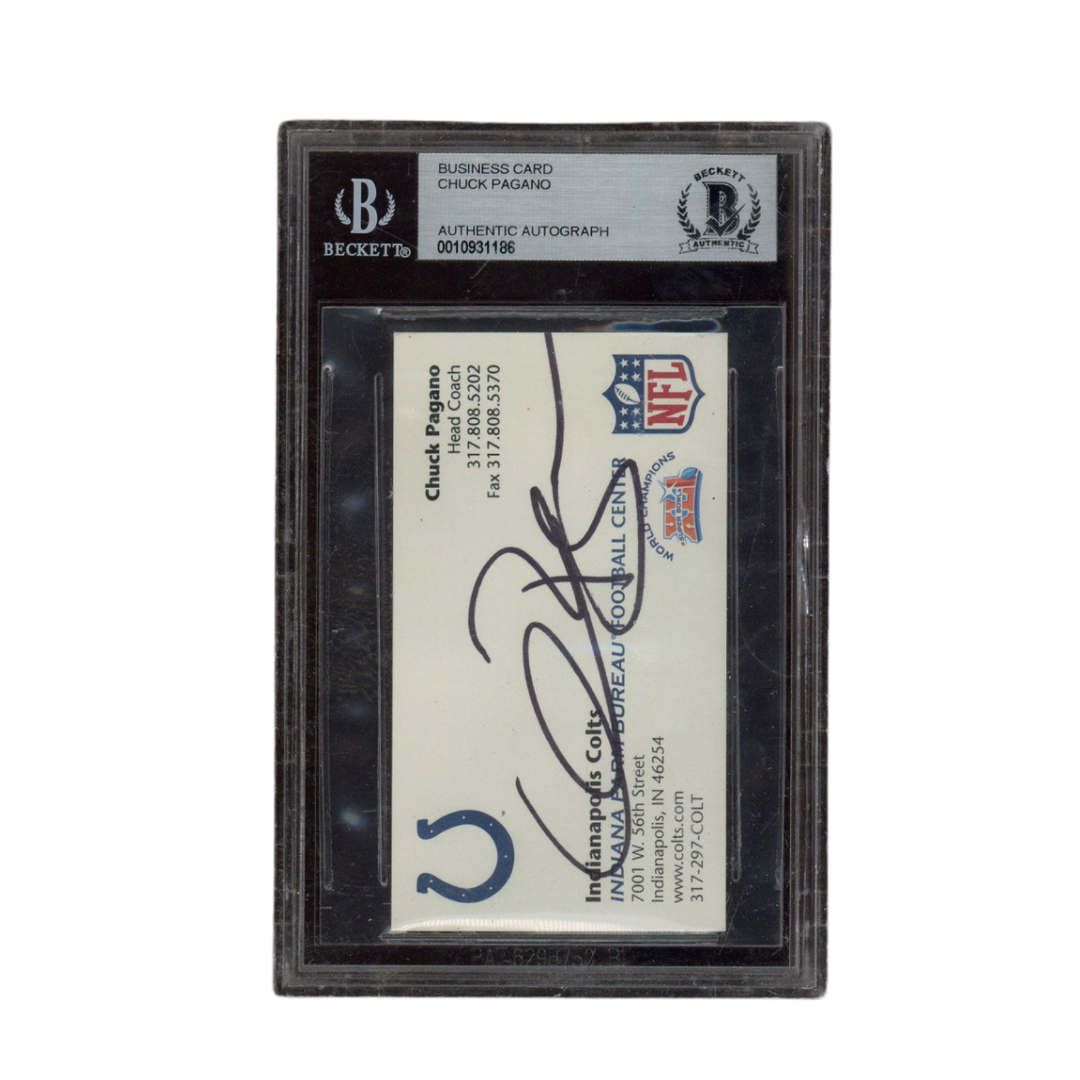 Chuck Pagano Autographed Signed Indianapolis Colts Coach Business Card Beckett