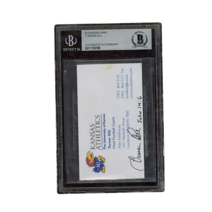 Turner Gill Signed Inscribed Kansas University Football Business Card Beckett