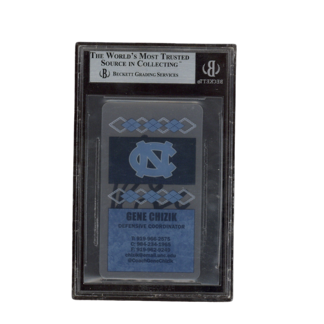 Gene Chizik Autographed Signed UNC Defensive Coordinator Business Card Beckett