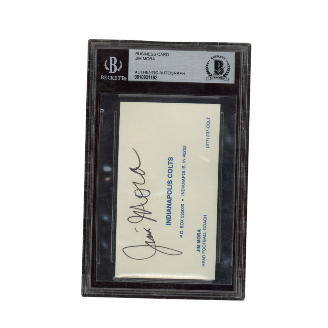 Jim Mora Autographed Signed Colts Head Coach Business Card Beckett