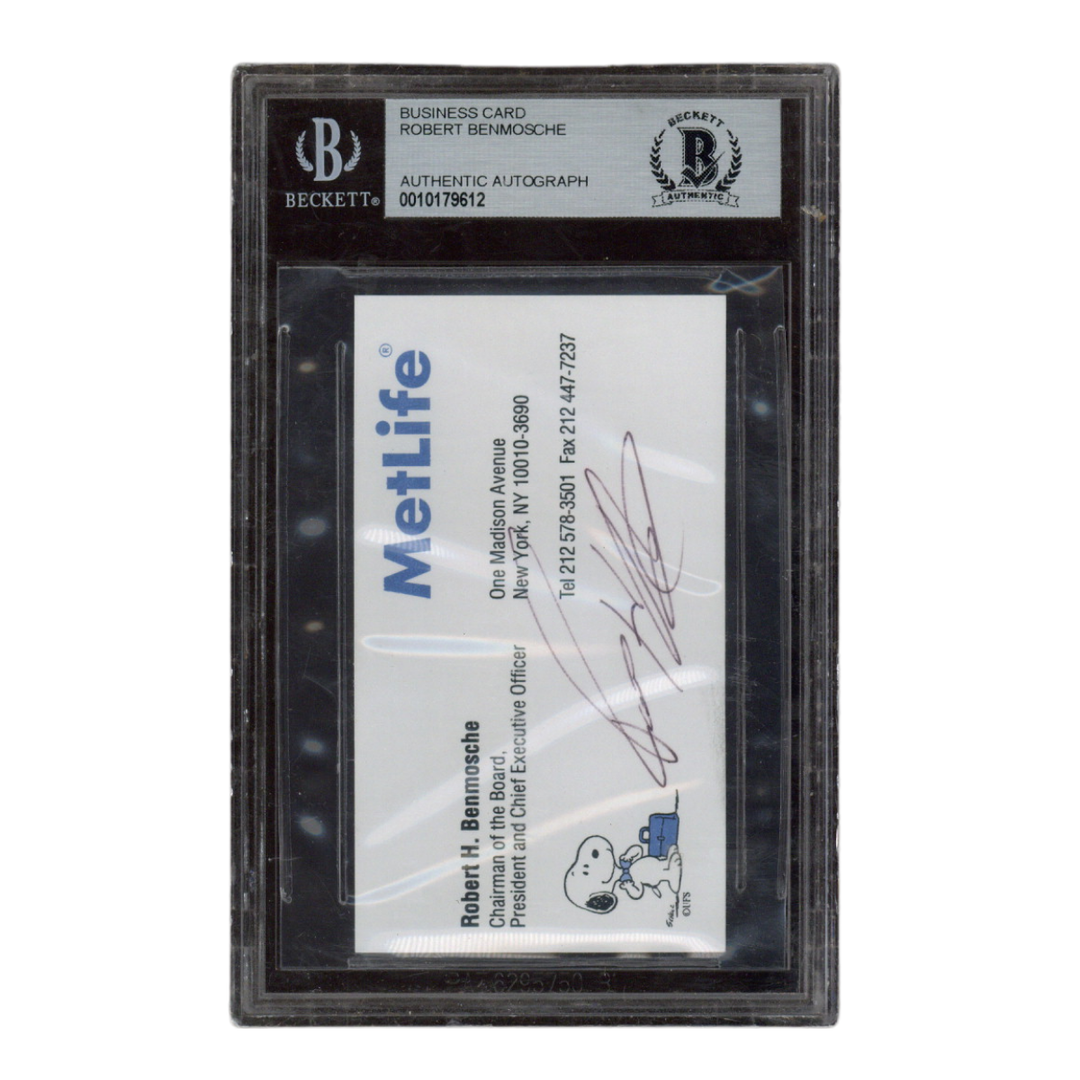 Robert Benmosche Autographed Signed Metlife CEO Business Card Beckett