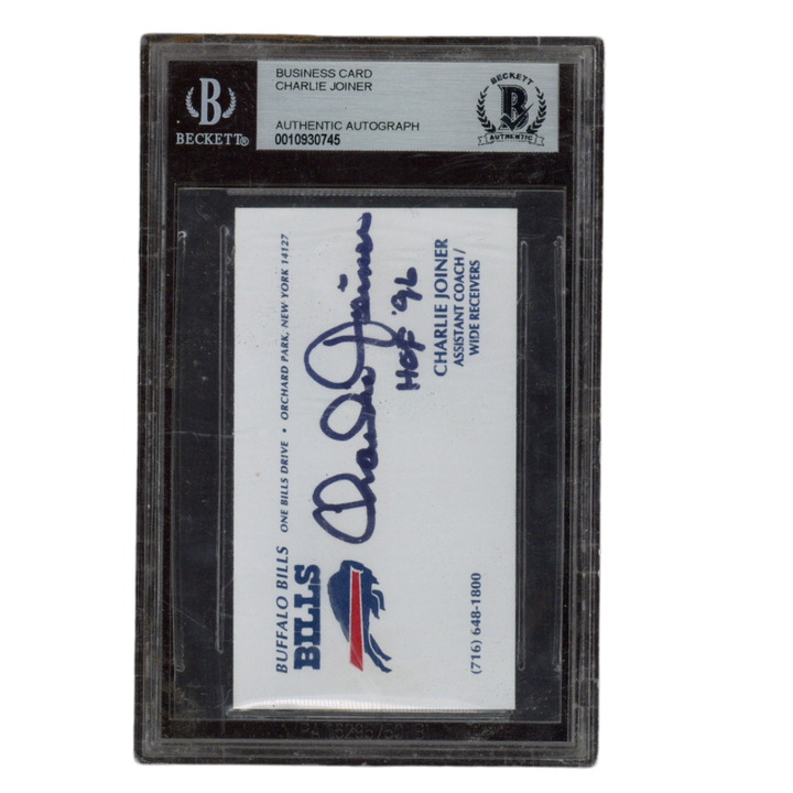 Charlie Joiner Autographed Signed Inscribed Buffalo Bills Business Card Beckett