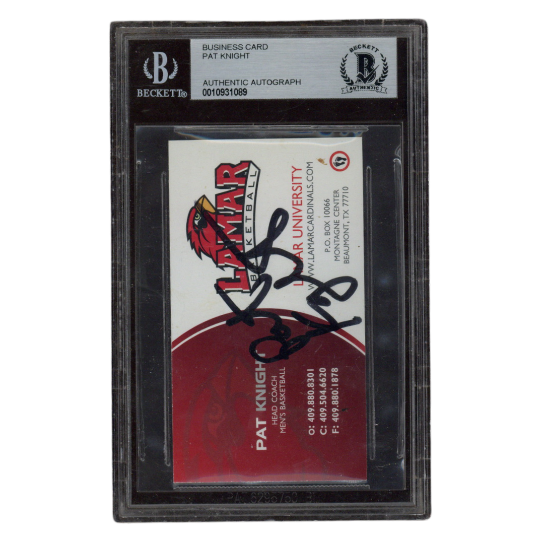 Pat Knight Autographed Signed Lamar University Head Coach Business Card Beckett