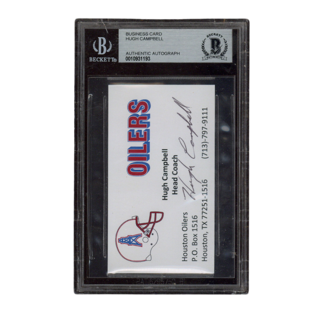 Hugh Campbell Autographed Signed Houston Oilers Head Coach Business Card Beckett