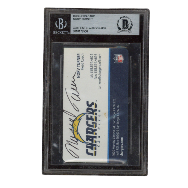 Norv Turner Autographed Signed San Diego Chargers Coach Business Card Beckett