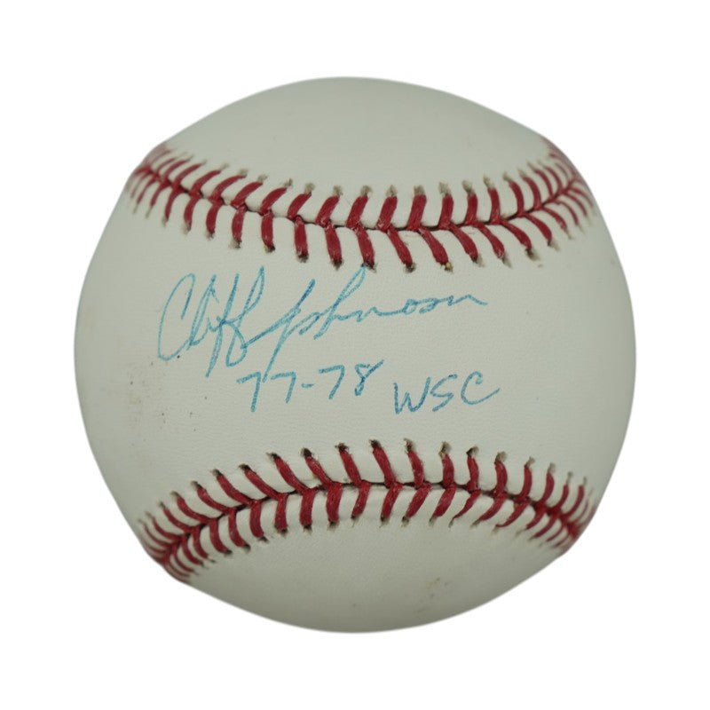 Cliff Johnson New York Yankees Autographed Inscribed OMLB Baseball Steiner COA/MLB AUTH