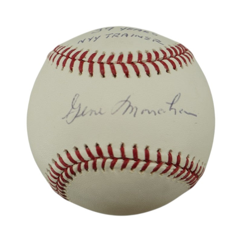 Gene Monahan New York Yankees Autographed Inscribed OMLB Baseball Steiner Holo