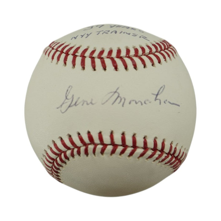 Gene Monahan New York Yankees Autographed Inscribed OMLB Baseball Steiner Holo