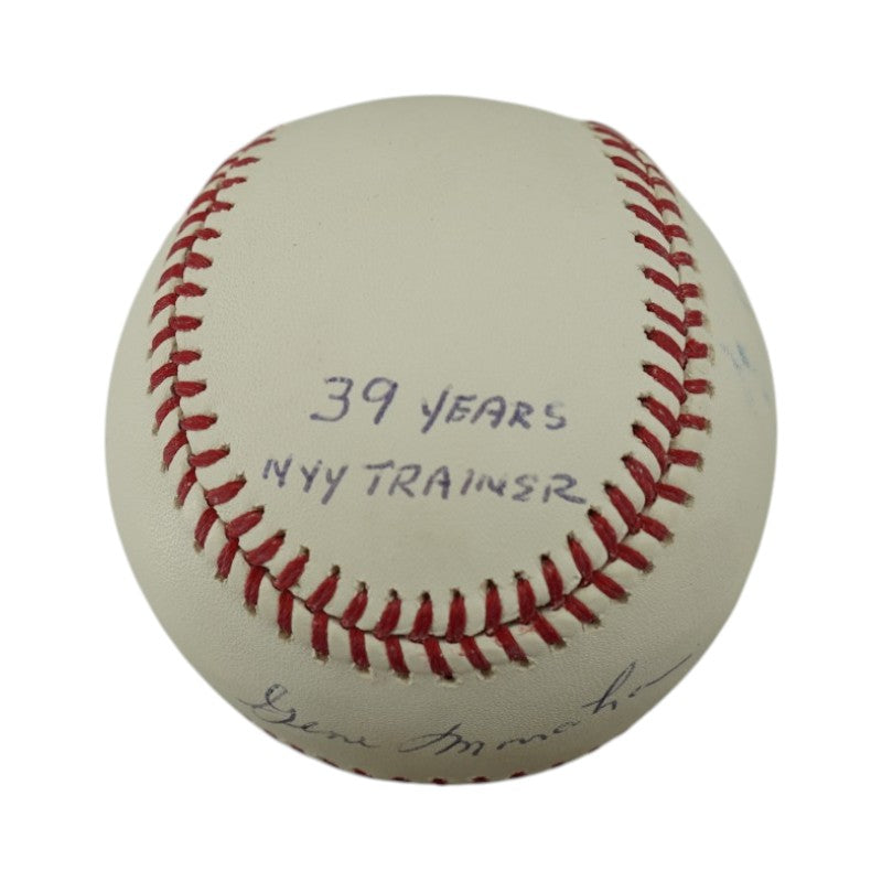 Gene Monahan New York Yankees Autographed Inscribed OMLB Baseball Steiner Holo