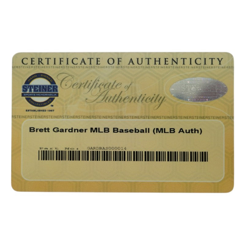 Brett Gardner New York Yankees Autographed OMLB Baseball Steiner COA/MLB AUTH