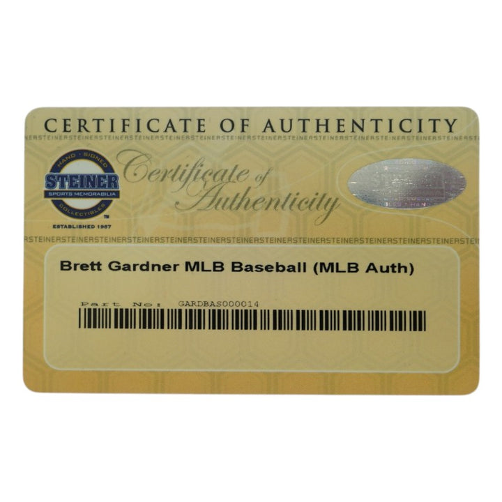 Brett Gardner New York Yankees Autographed OMLB Baseball Steiner COA/MLB AUTH