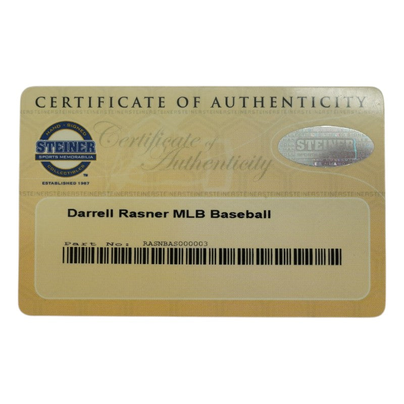 Darrell Rasner New York Yankees Autographed OMLB Baseball Steiner COA/MLB AUTH