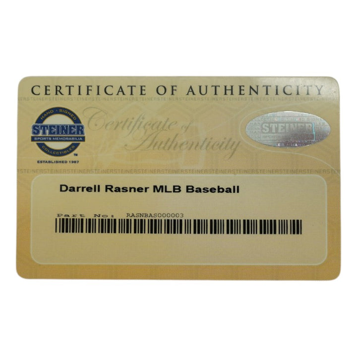 Darrell Rasner New York Yankees Autographed OMLB Baseball Steiner COA/MLB AUTH