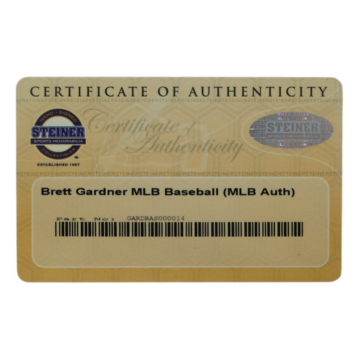 Brett Gardner New York Yankees Autographed OMLB Baseball Steiner COA/MLB AUTH