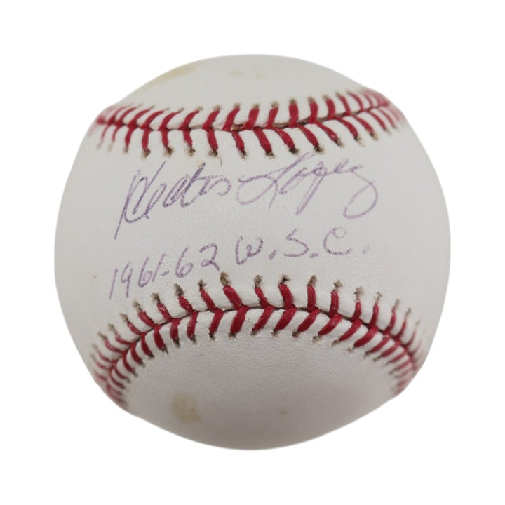 Hector Lopez New York Yankees Autographed Inscribed OMLB Baseball JSA COA 