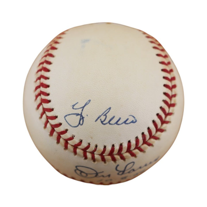 Yogi Berra Don Larsen Yankees Dual Signed Inscribed OAL Baseball JSA COA