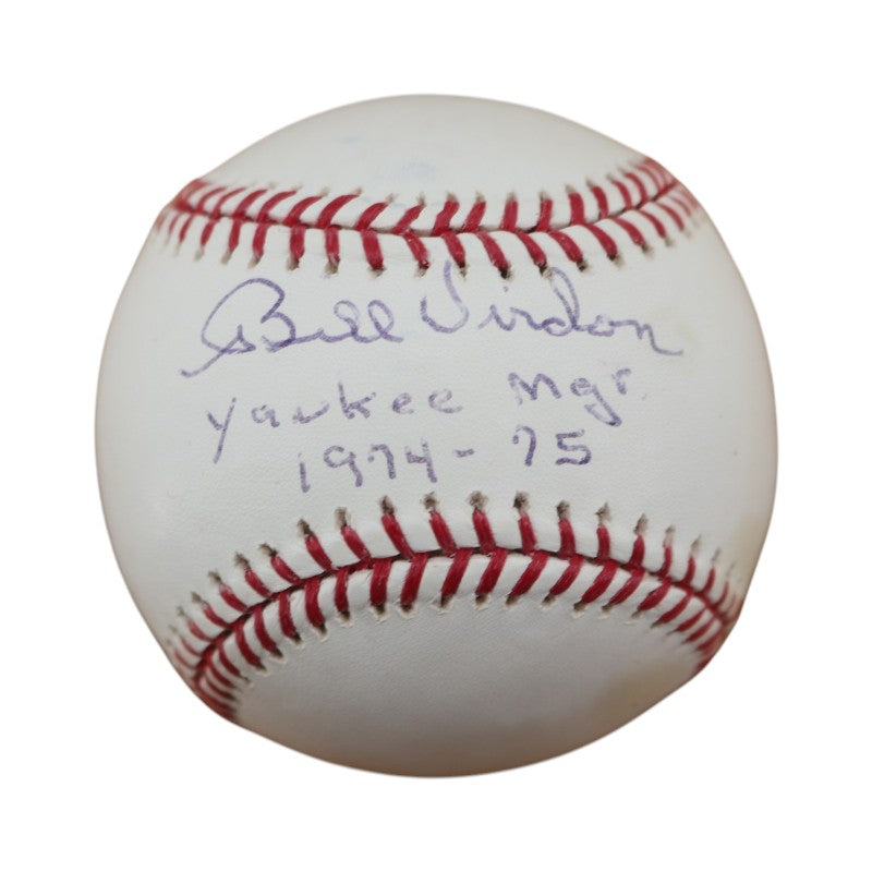 Bill Virdon New York Yankees Autographed Inscribed OMLB Baseball JSA COA