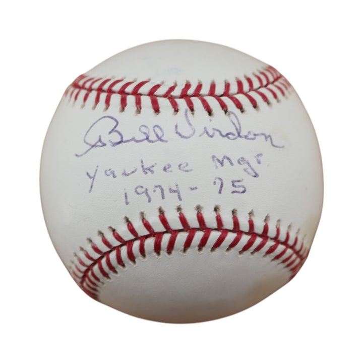 Bill Virdon New York Yankees Autographed Inscribed OMLB Baseball JSA COA