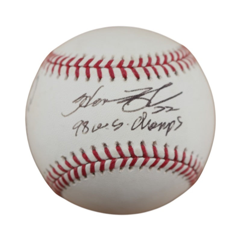 Homer Bush New York Yankees Autographed Inscribed OMLB Baseball JSA COA