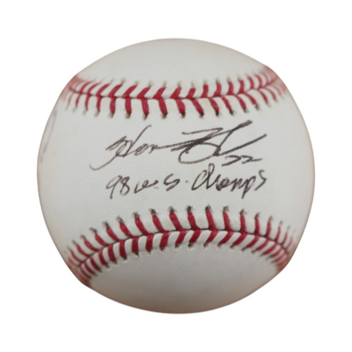 Homer Bush New York Yankees Autographed Inscribed OMLB Baseball JSA COA