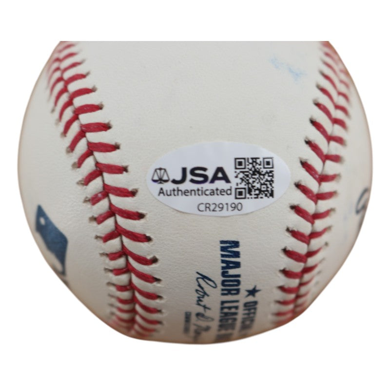 Homer Bush New York Yankees Autographed Inscribed OMLB Baseball JSA COA